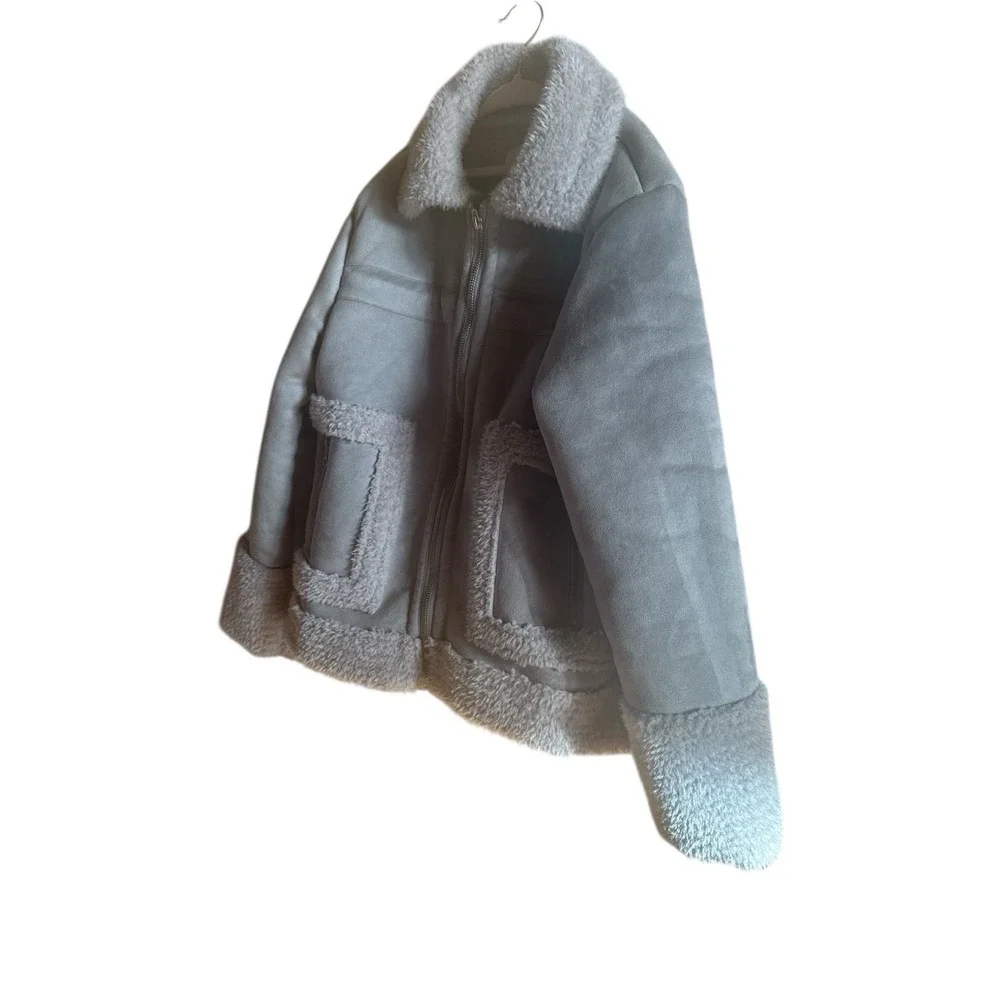 Habitual Kid Gray Faux‎ Fur Girl's Coat  Size 14 Fleece Lining Fashionable